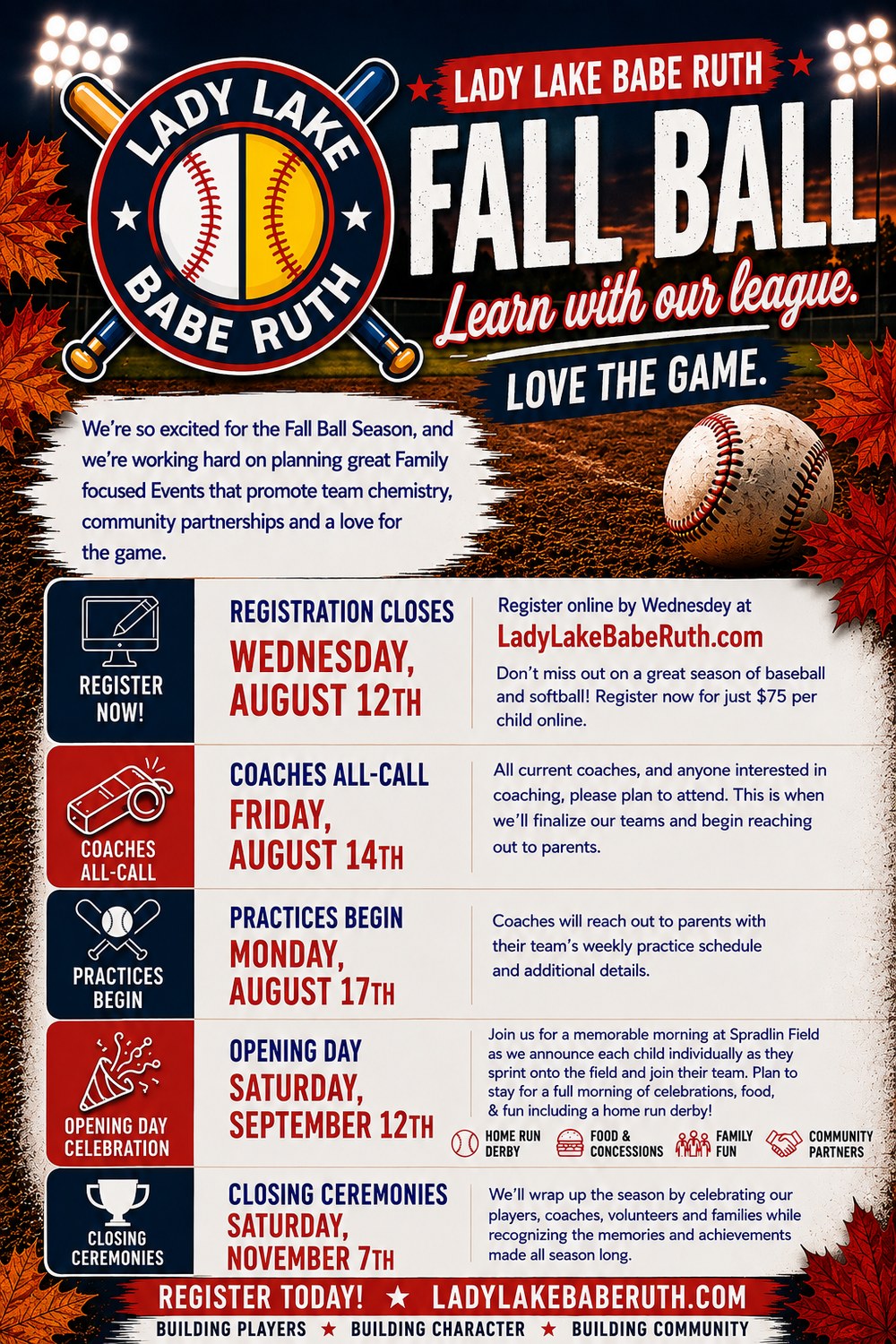 Lady Lake Babe Ruth Fall Ball season